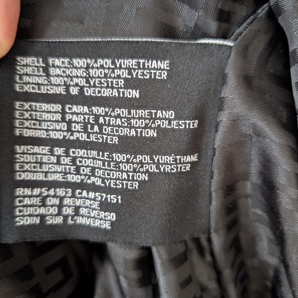 Guess Women's Black Faux Leather Moto Jacket with Gold Accents - Picture 9 of 9